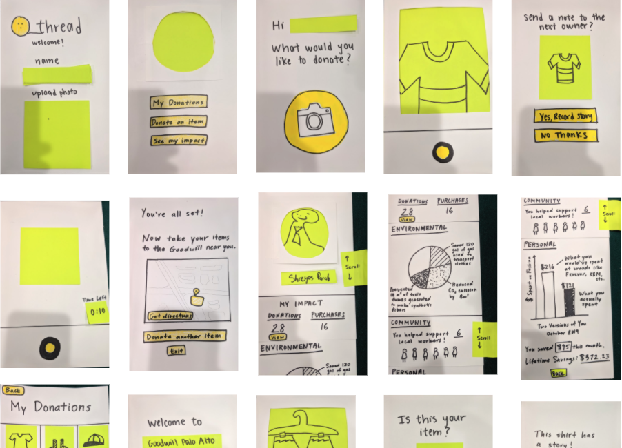 Screenshots of low-fi prototype